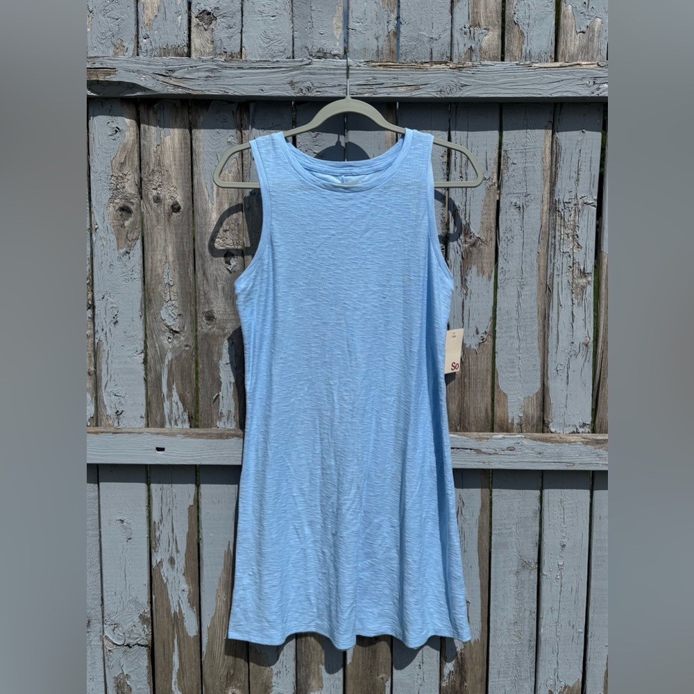 NEW SO Women’s Tank Swing Dress Medium Sleeveless Baby Blue Cotton RETAIL $30